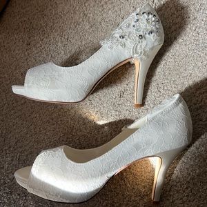 NEW! Emily Bridal Women's Wedding Shoes Peep Toe 3.94 Inches Stiletto Heels